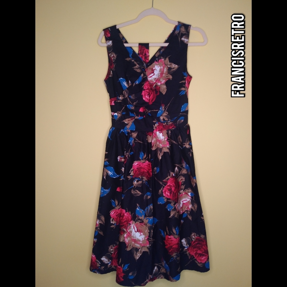 Sexy Retro Floral🌟Vintage V Neck Swing Belt Dress - Picture 9 of 9